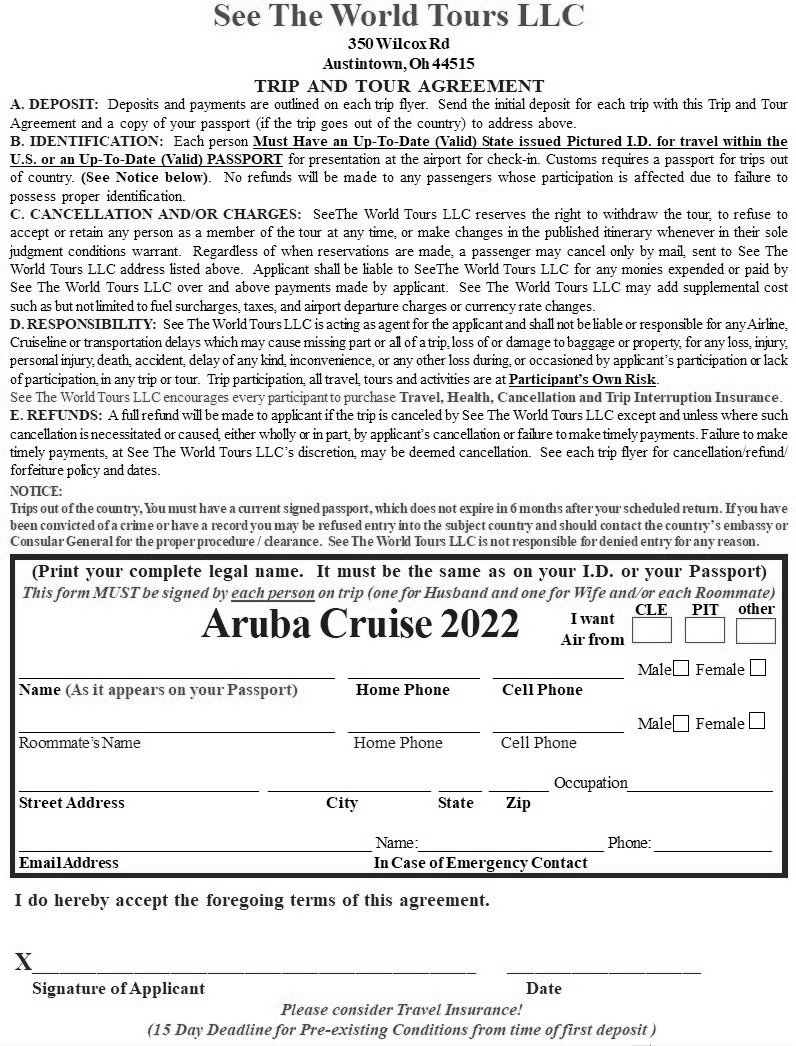 Aruba Cruise Jan 2021 Form